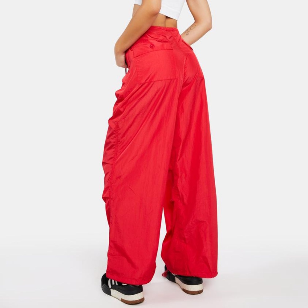 Edikted Red Rian Nylon Cargo Pants Size M/L - Dolls Kill - Picture 4 of 14